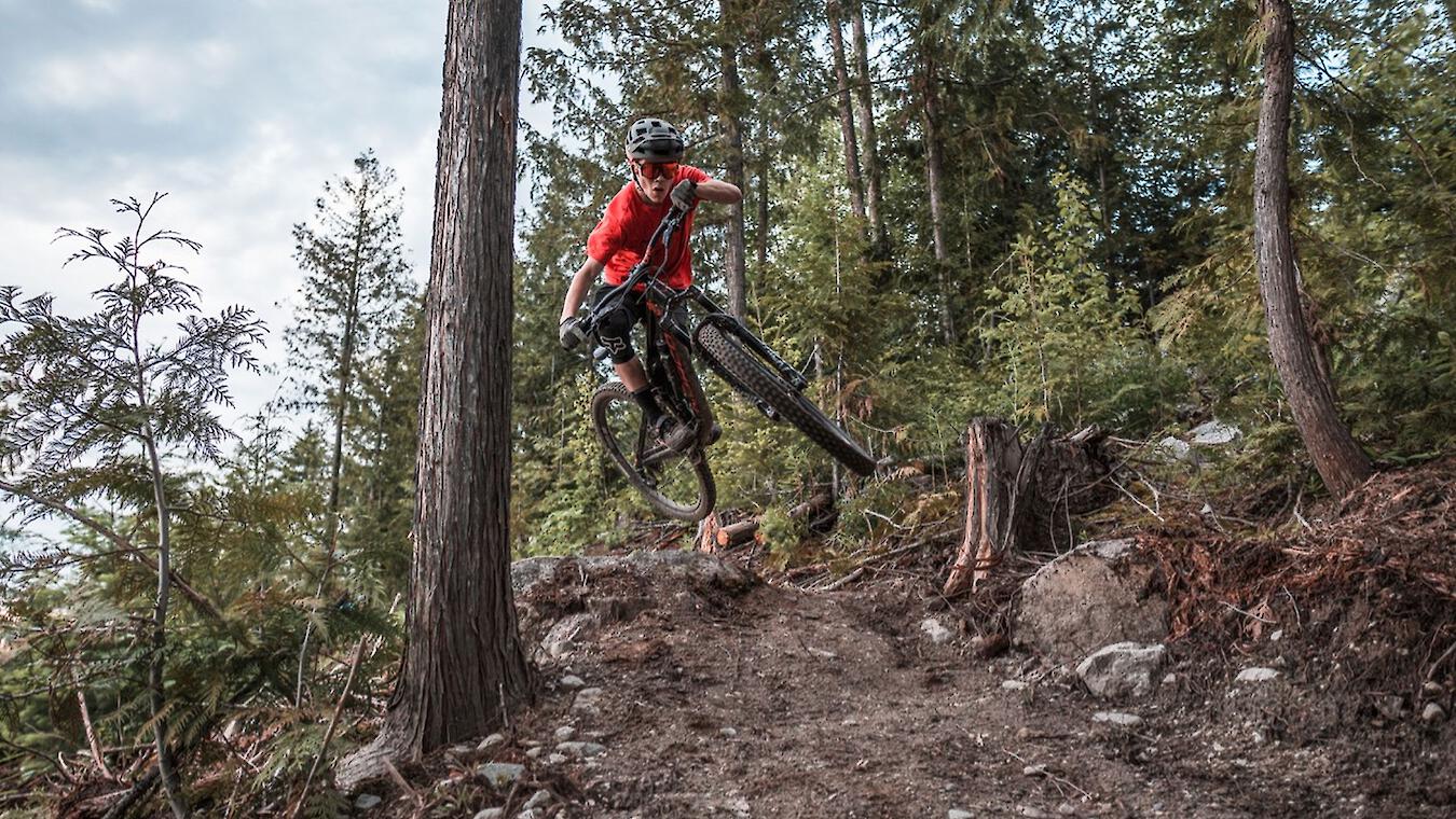 mountain biker on a trail near Clearwater, BC